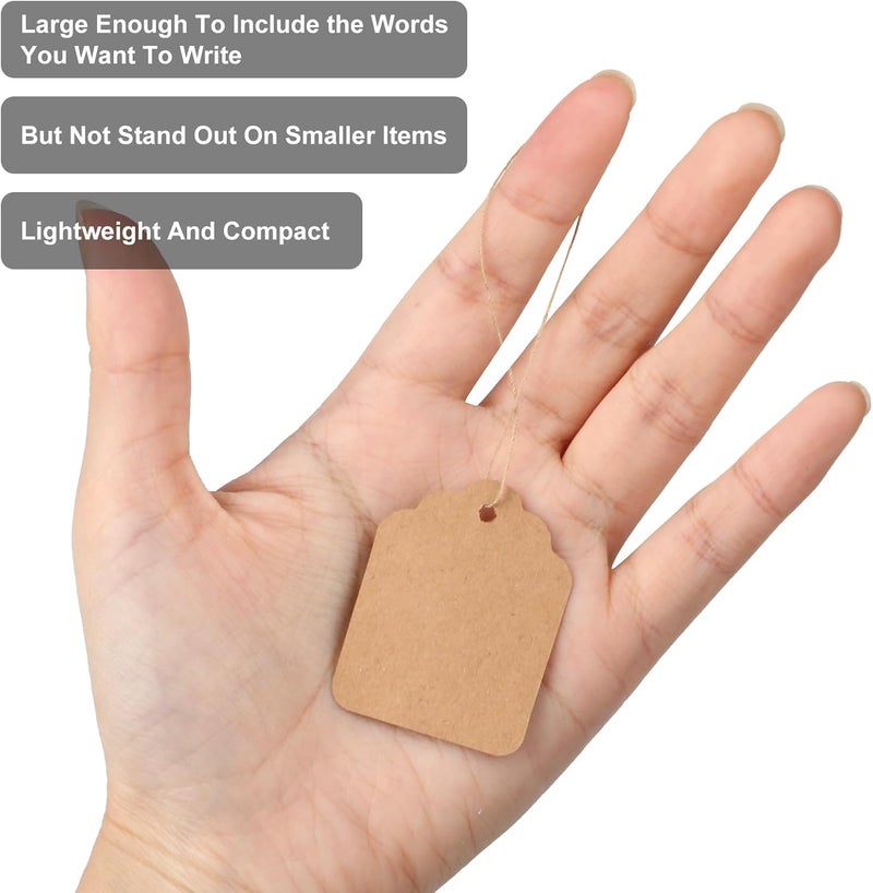 rolyta 500 Pcs Kraft Price Tags with String, Kraft Paper Gift Tags with Jute Twine String Writable Price Labels for Bags Clothing Jewelry Retail Pricing DIY Crafts Gift Wrapping - Image 3